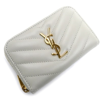SAINT LAURENT サンローラン カサンドラ マトラッセ コインケース アイボリー 753788 レディース【中古】【美品】