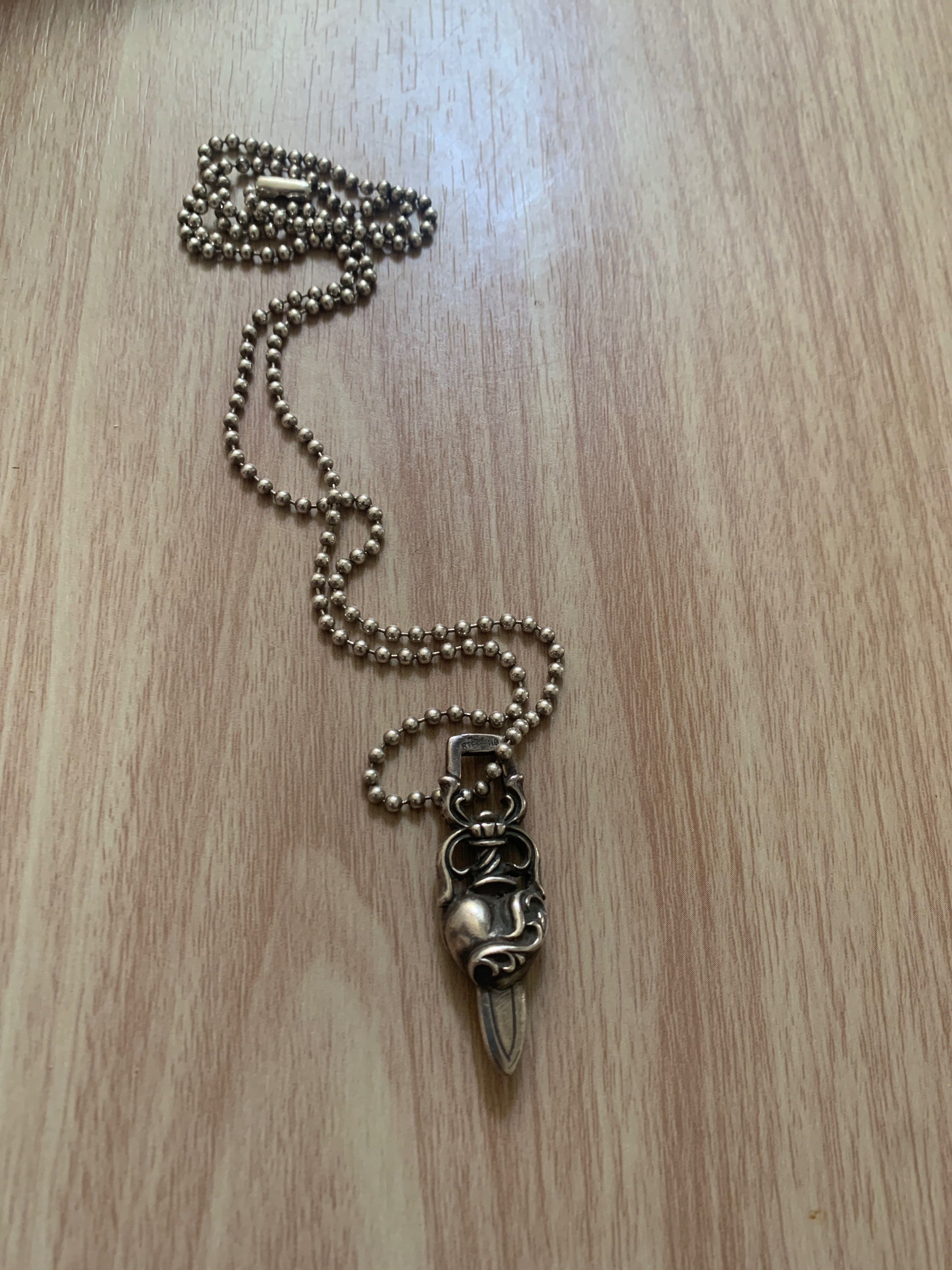 Chrome Hearts Dagger Heart Pendant "Silver"