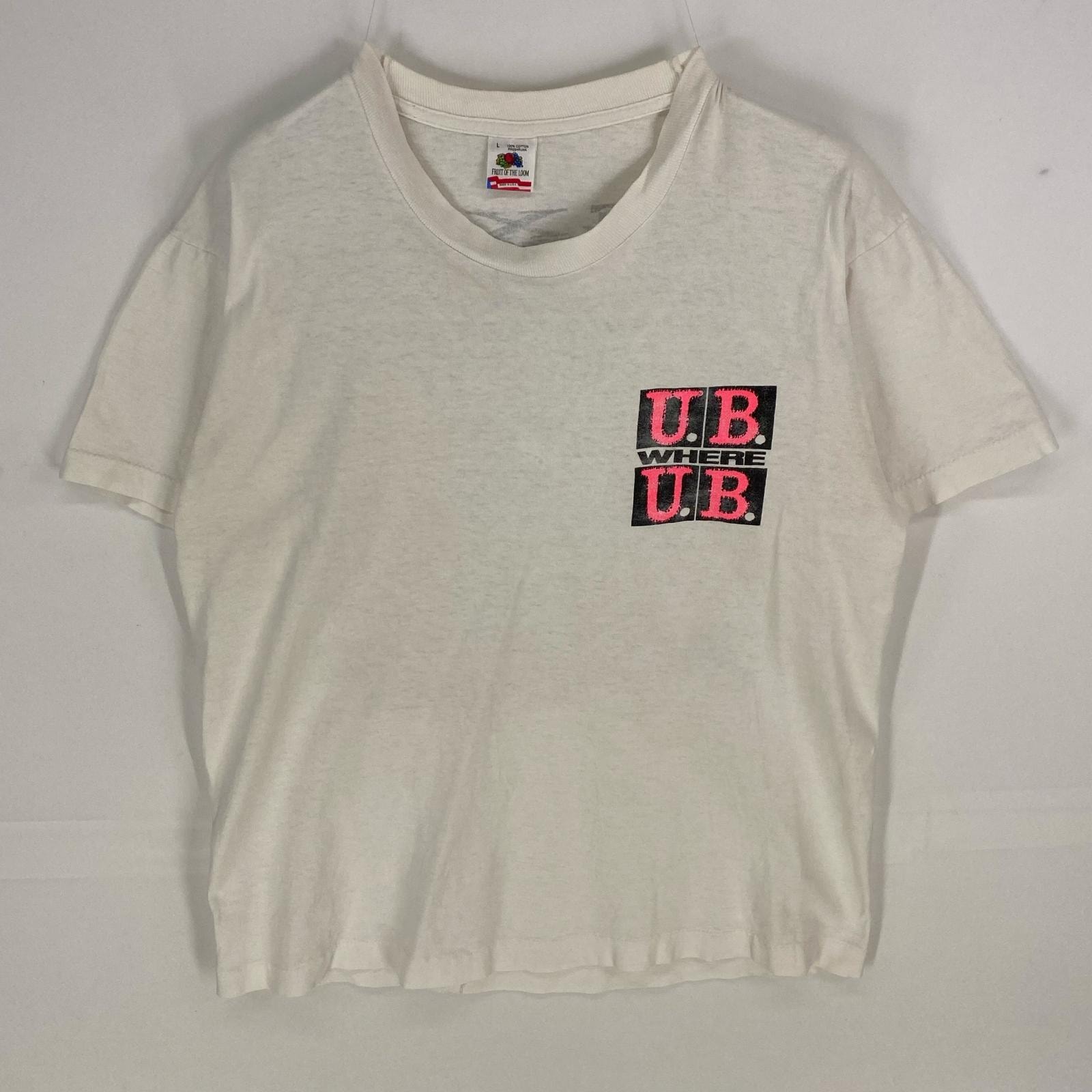 古着 80's/80年代 ヴィンテージ フルーツオブザルーム FRUIT OF THE LOOM USA製 半袖Tシャツ L ホワイト系 バックプリント メンズ