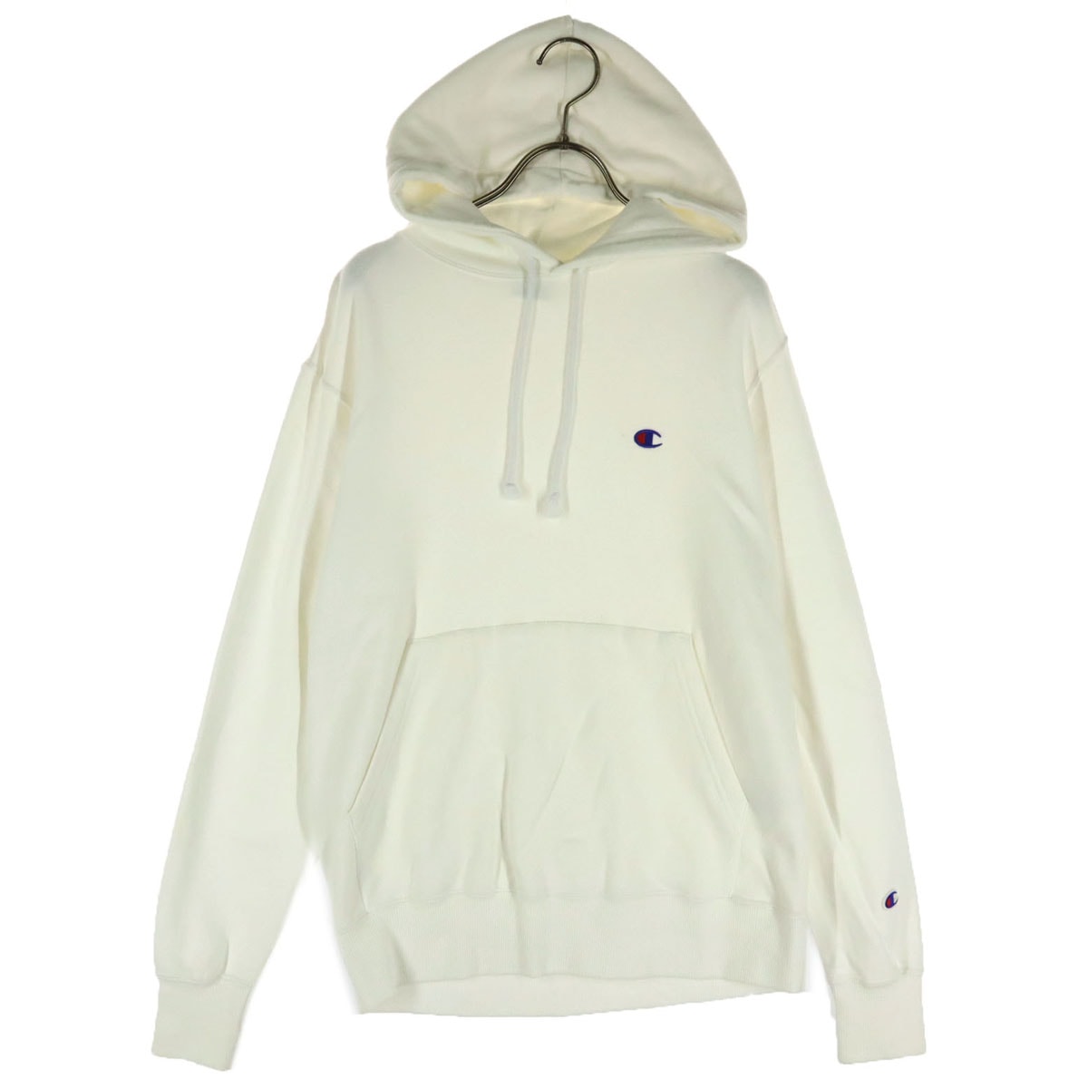 Champion チャンピオン ロゴ刺繍 スウェットパーカー M ホワイト