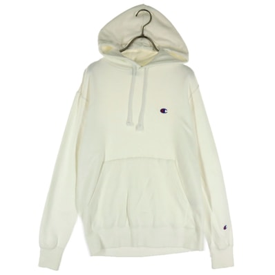 Champion チャンピオン ロゴ刺繍 スウェットパーカー M ホワイト