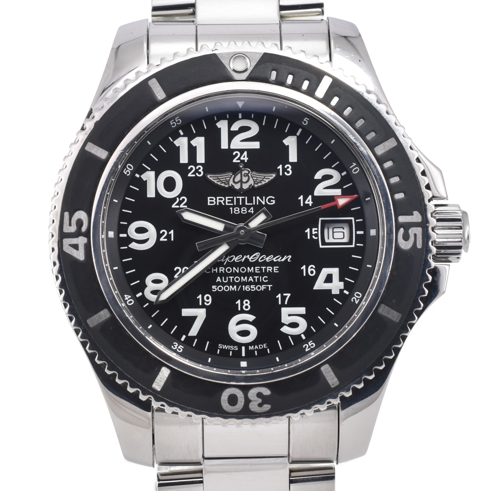 ブライトリング BREITLING A17365 スーパーオーシャンII ブラック 自動巻き メンズ 良品 箱・保証書付き 腕時計 O#151263