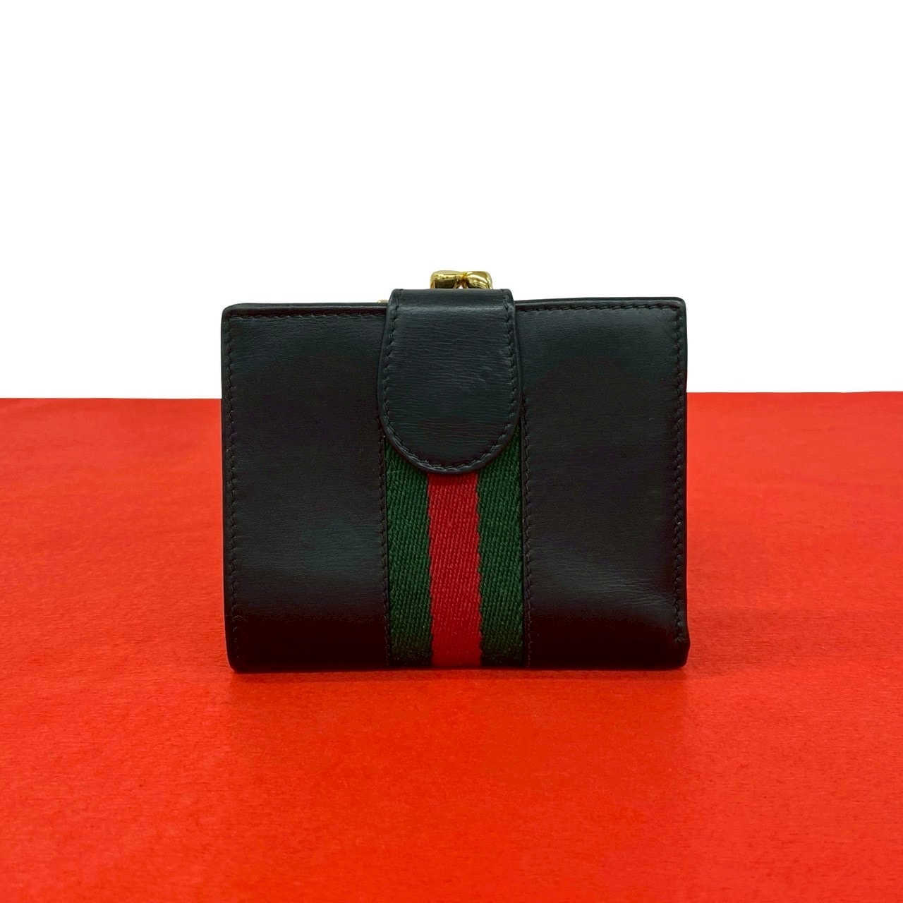 GUCCI グッチ シェリーライン レザー 二つ折り財布 ブラック
 26128