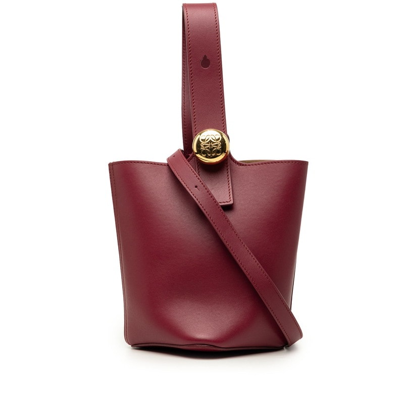 ロエベ ぺブル バケット ミニ ハンドバッグ ショルダーバッグ 2WAY パープル系 レザー レディース LOEWE 中古