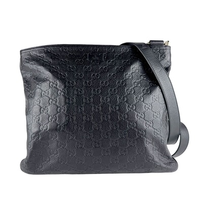 グッチ GUCCI ショルダーバッグ レザー ブラック メンズ 201446【中古】 z10557