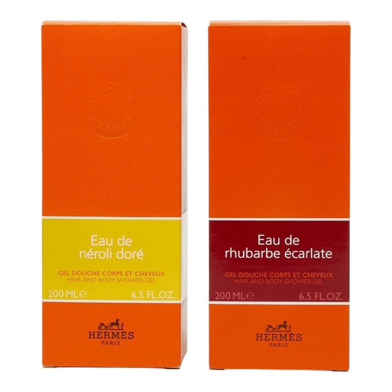 エルメス オードゥ ルバーブ エカルラット / オードゥ ネロリ ドレ ヘア&ボディ シャワージェル セット 200ml レッド イエロー レディース HERMES 【中古】