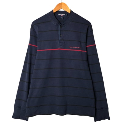 古着 90年代 ラルフローレン Ralph Lauren POLO SPORT ポロスポーツ ストライプ柄 ヘンリーネック ロングTシャツ ロンT メンズXL相当 ヴィンテージ/eaa581570
