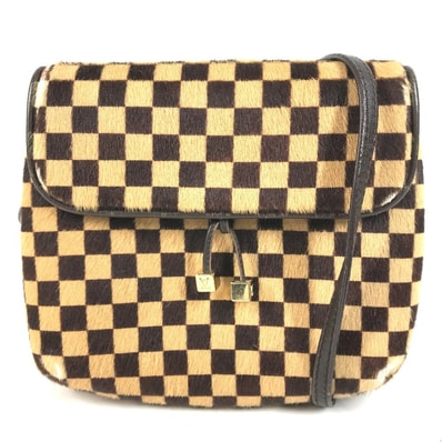 ルイヴィトン LOUIS VUITTON ガゼル M92130 ダミエソバージュ カバン 斜め掛け ポシェット フラップ ショルダーバッグ ハラコ ブラウン