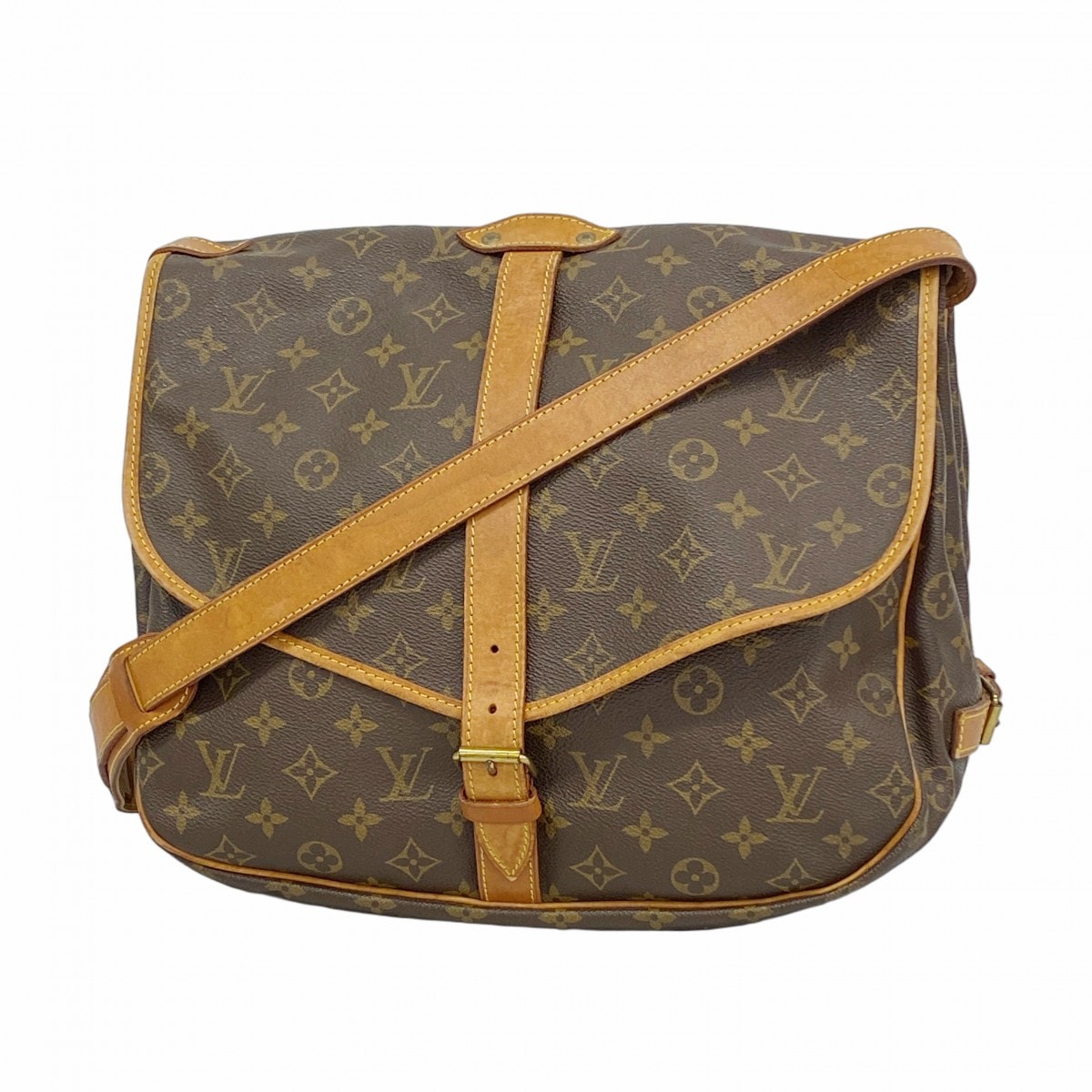【6de5566】ルイヴィトン ショルダーバッグ モノグラム ソミュール35 M42254 ブラウン【中古】レディース