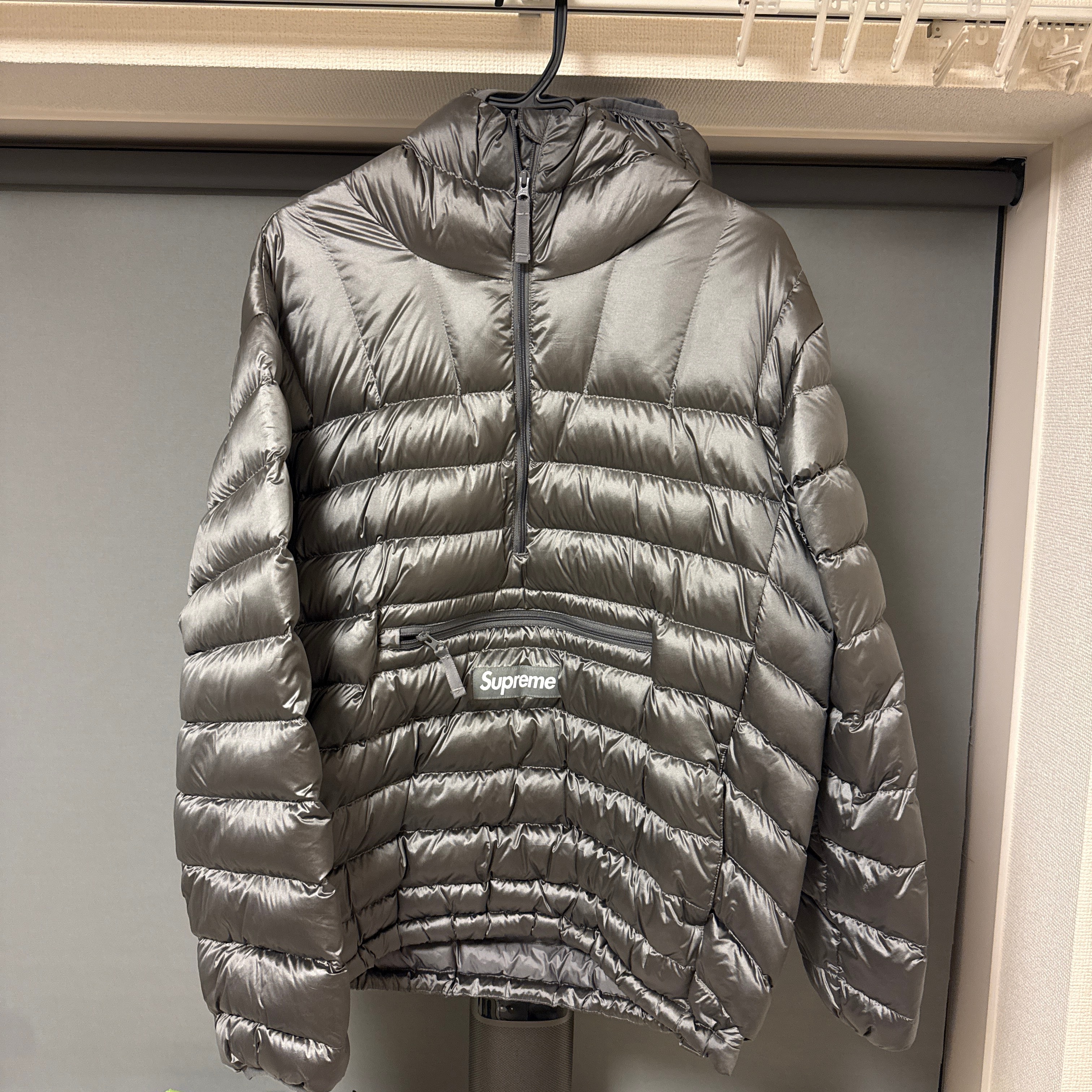Supreme Micro Down Half Zip Hooded Pullover "Silver"