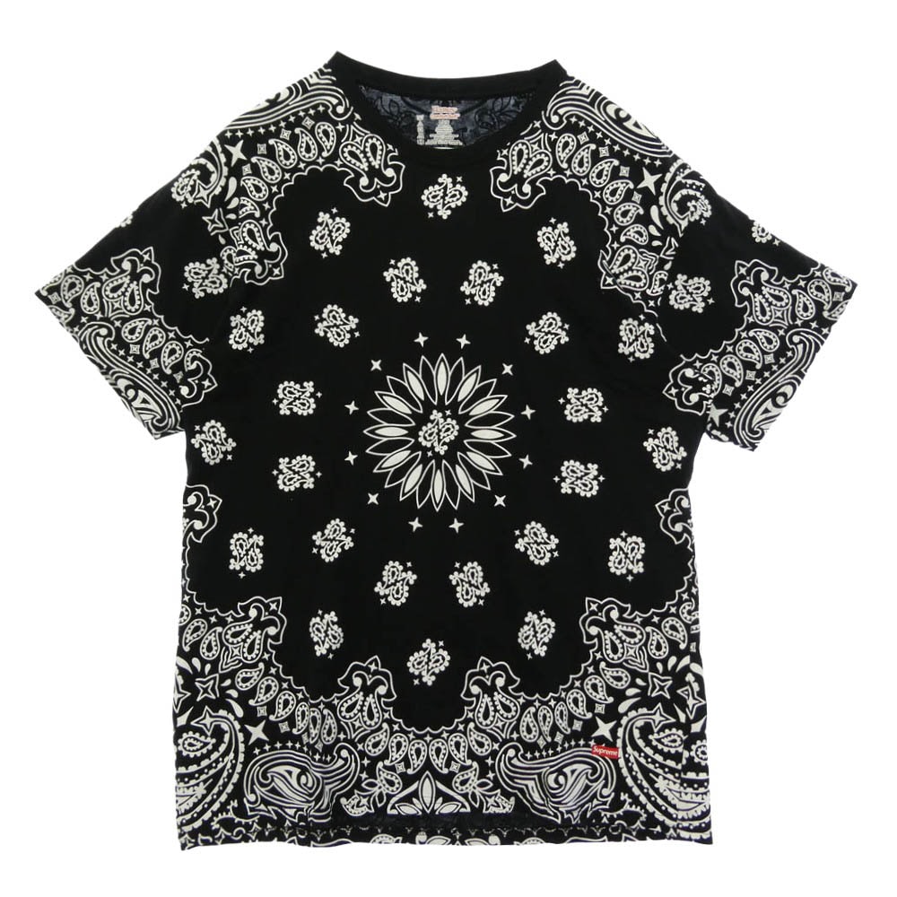 Supreme シュプリーム 22AW x Hanes Bandana Tagless Tees ヘインズ バンダナ タグレス Tシャツ 半袖 カットソー ブラック系 L【中古】