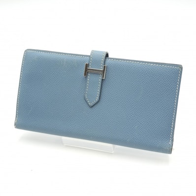 HERMES(エルメス)ベアン クラシック ヴィンテージ 長財布 ロングウォレット ブルー エプソン シルバー金具 N刻印 レディース【中古】