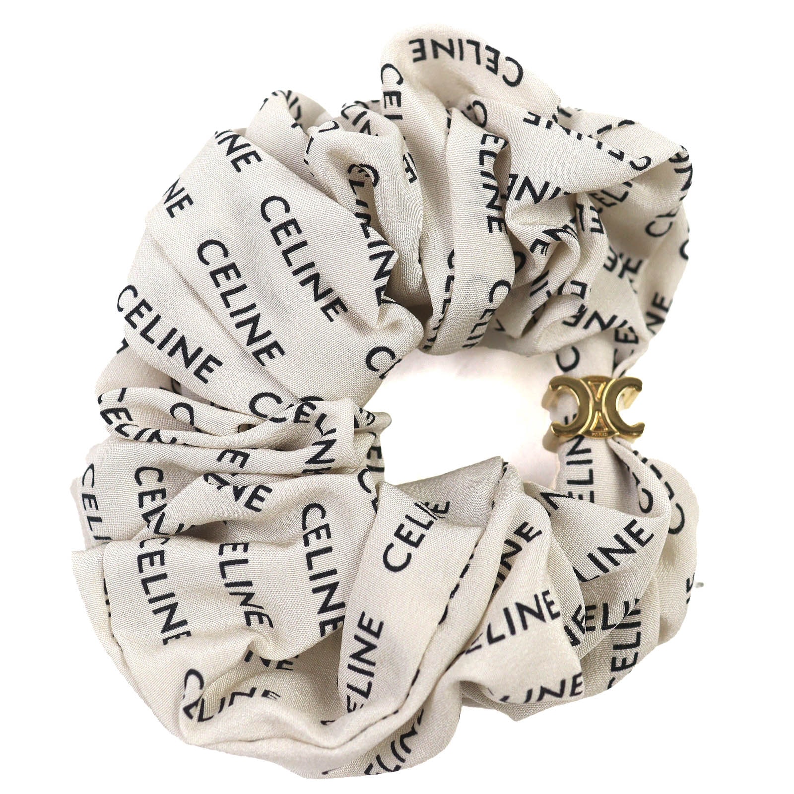 美品 セリーヌ
 ヘアアクセサリー レイユール シュシュ ベージュ レディース 46Y352SIB