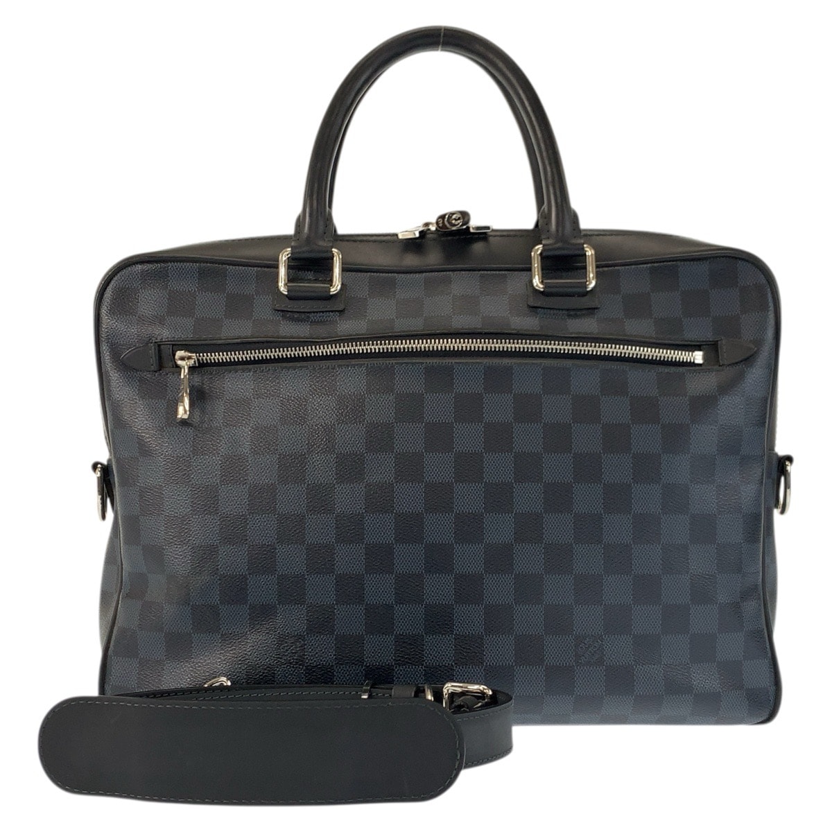 LOUIS VUITTON ルイヴィトン ダミエコバルト ポルト ドキュマン ビジネス ブラック ネイビー シルバー金具 PVC レザー/ ビジネスバッグ ブリーフケース 601418 【中古】