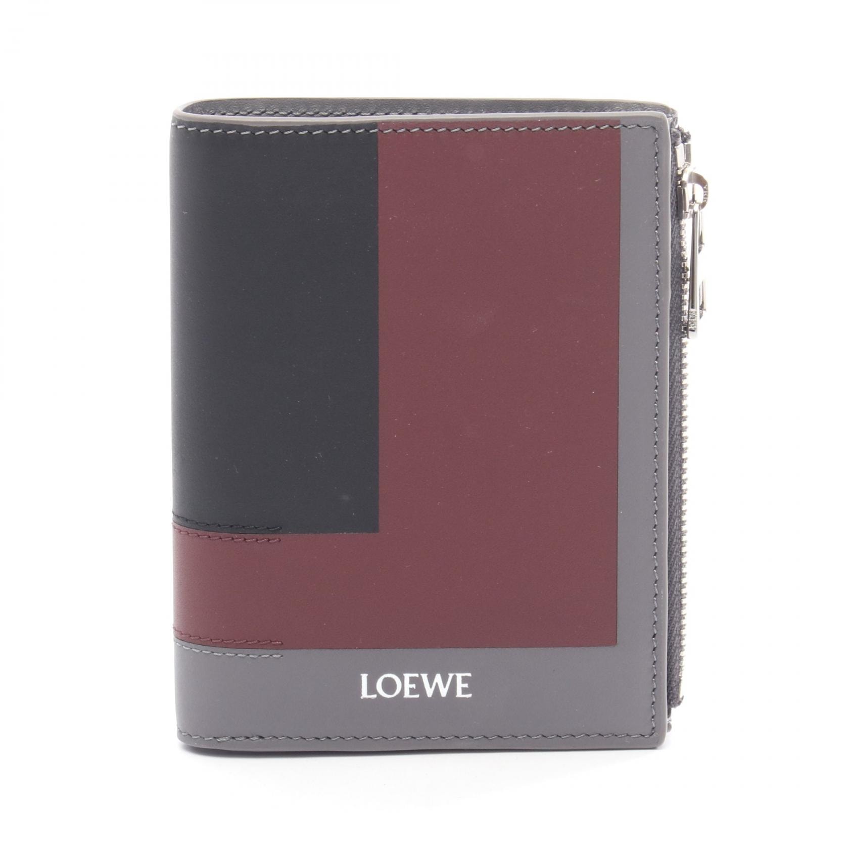 ロエベ LOEWE スリム コンパクトウォレット 二つ折り長財布 財布 レザー レディース グレー系 / ボルドー系 / ブラック系 C643W73X080145 【新品】
