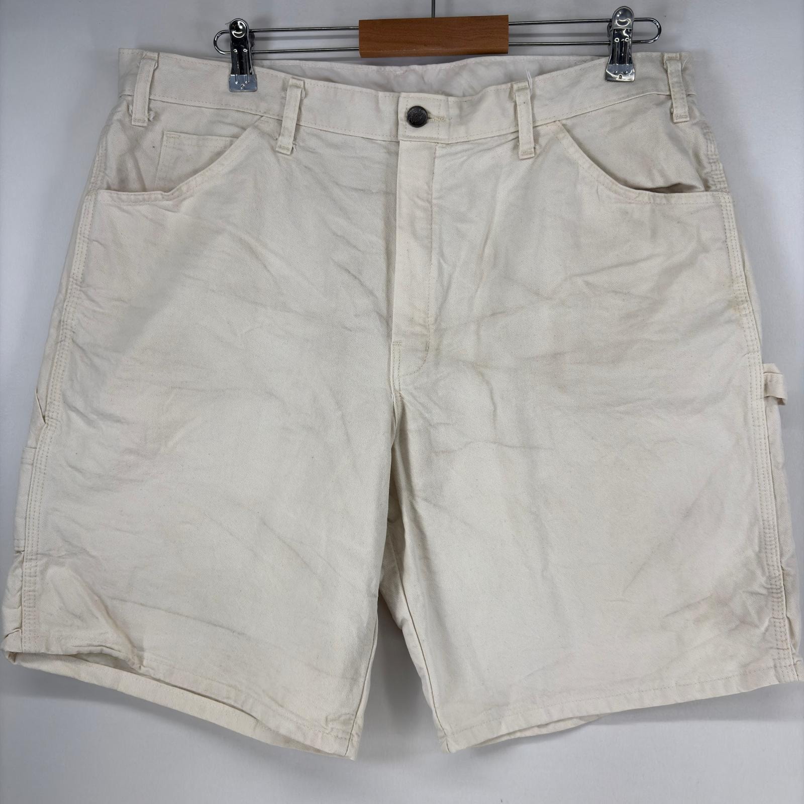 古着 ディッキーズ Dickies ショートパンツ ペインターパンツ ハーフパンツ ワーク 大きいサイズ キャンバス w38 ホワイト系 メンズ