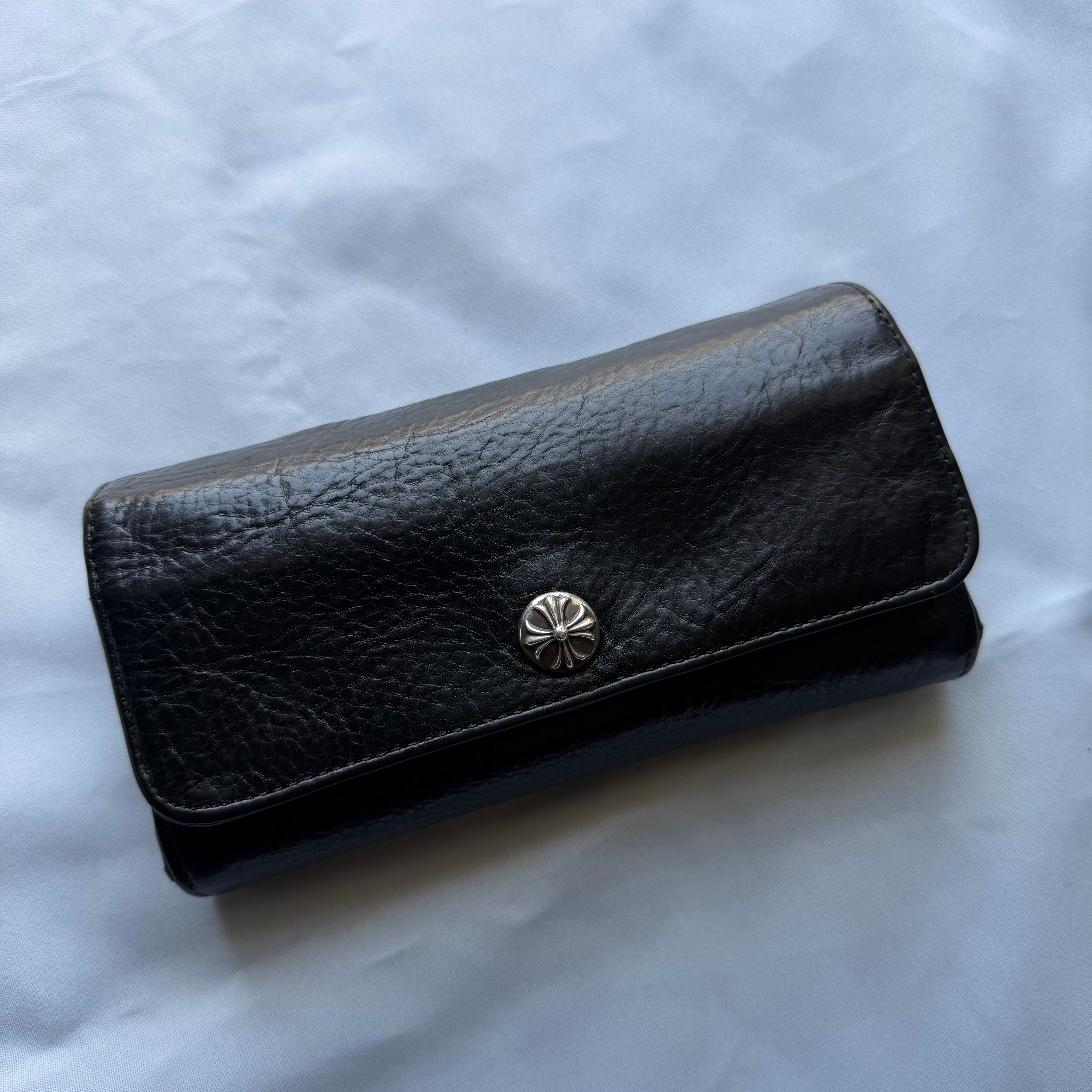 Chrome Hearts Judy Cross Button Leather Wallet "Black/Silver"