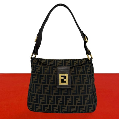 FENDI フェンディ ズッカ FF 柄 キャンバス レザー ショルダーバッグ ブラウン
37543