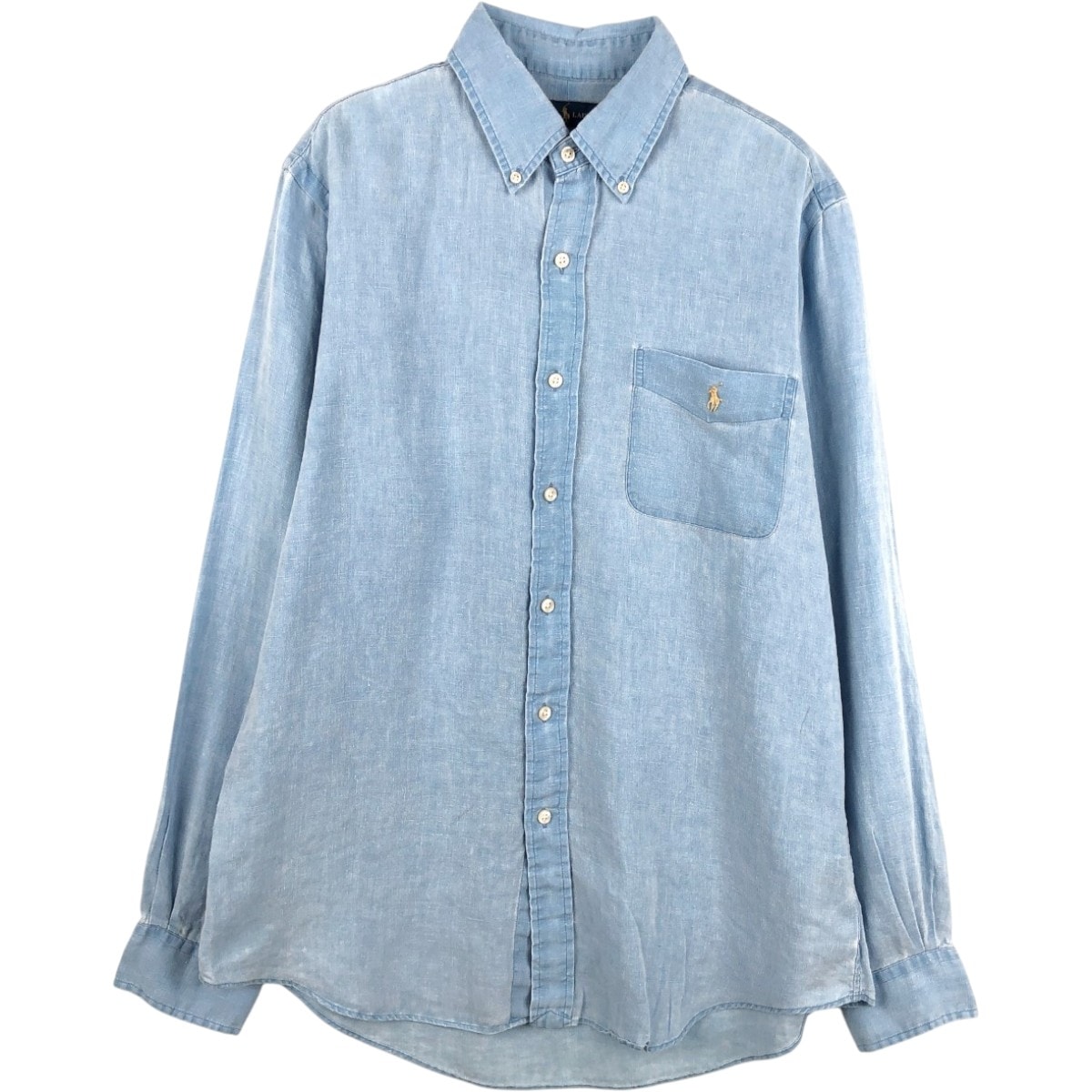 古着 ラルフローレン Ralph Lauren 長袖 リネン ボタンダウンシャツ メンズM相当/eaa668190