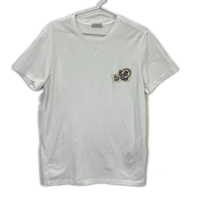 モンクレール 23年製 ホワイト SS T-SHIRT ダブルロゴTシャツ S
