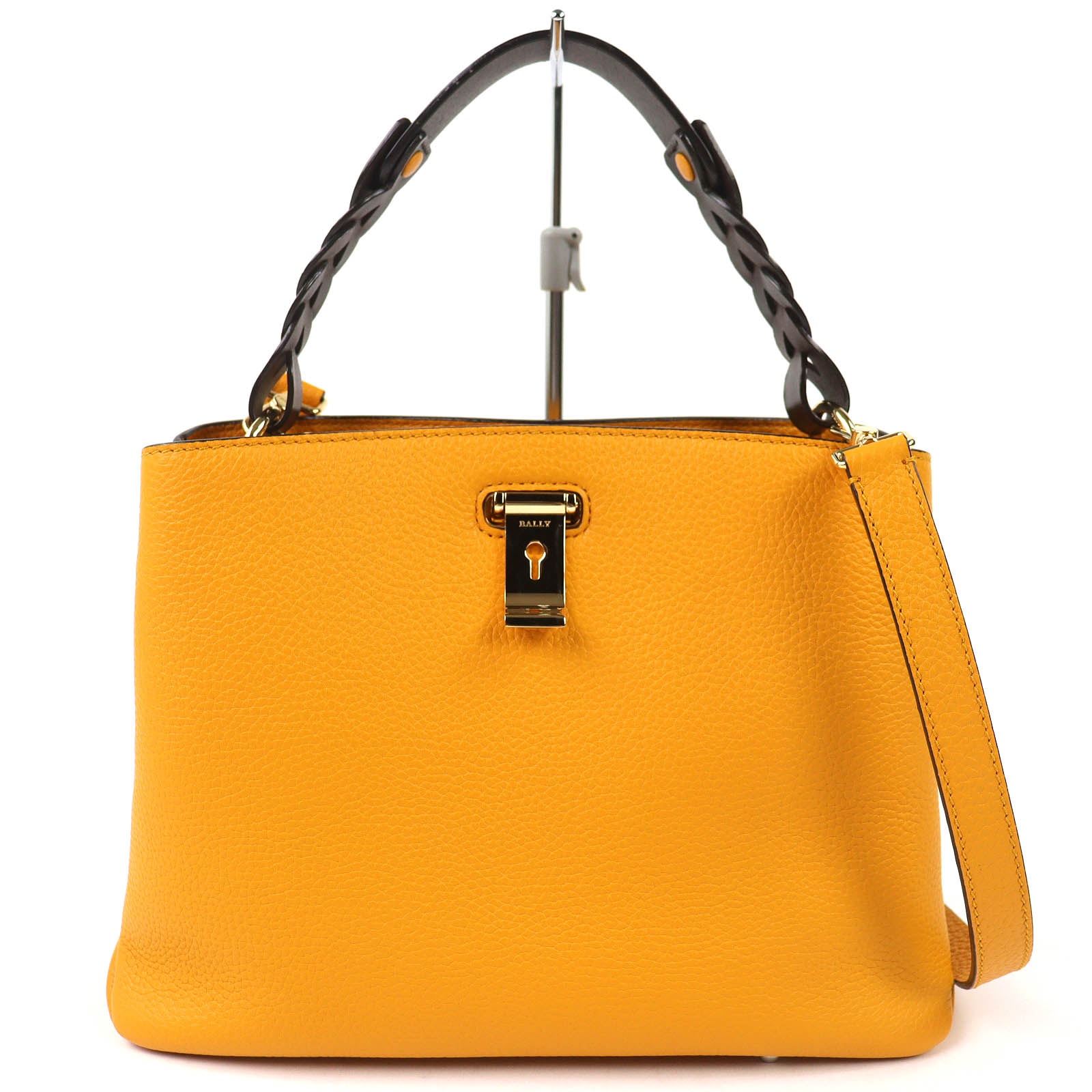 極美品 バリー ショルダーバッグ Lucyle トップハンドルバッグ イエロー系