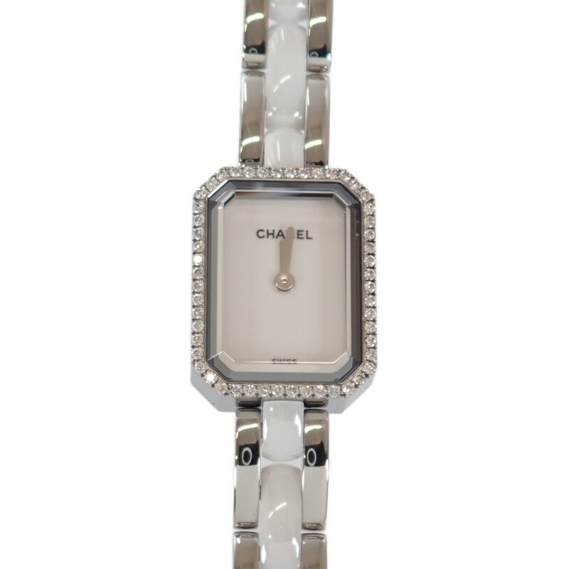 シャネル CHANEL プルミエール トリプルブレス H3059 腕時計 ステンレススチール セラミック ダイヤモンド ホワイト クオーツ ホワイト文字盤 レディース【中古】【Aランク】