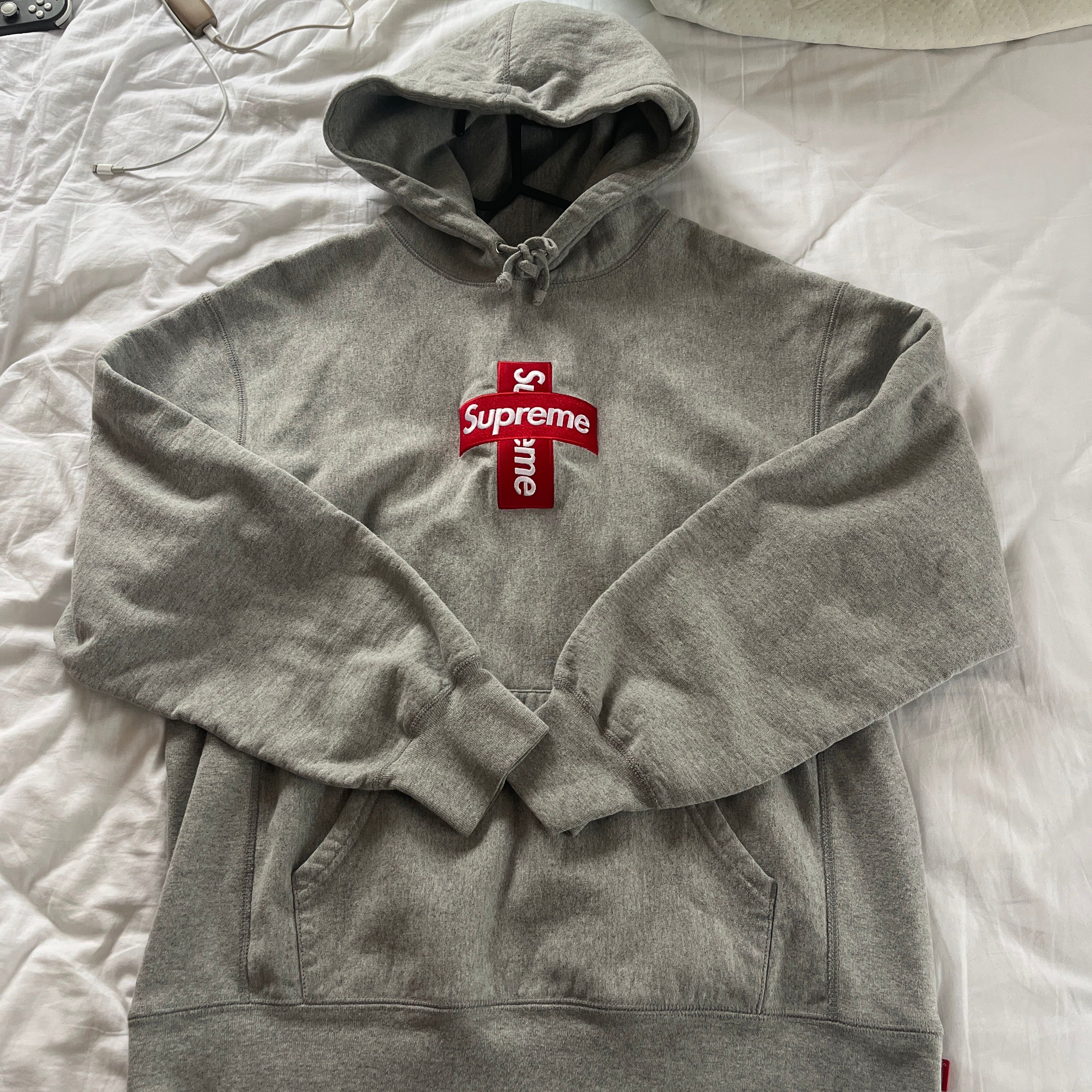 Supreme Cross Box Logo Hooded Sweatshirt "Grey"