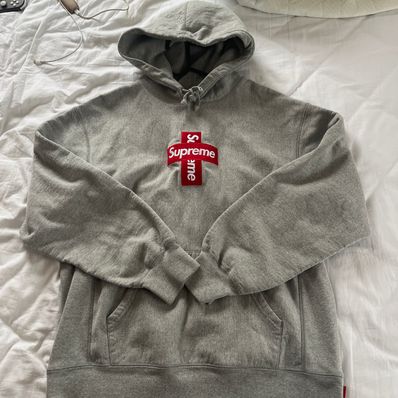 Supreme Cross Box Logo Hooded Sweatshirt "Grey"