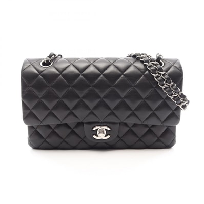シャネル CHANEL マトラッセ Wフラップ ショルダーバッグ バッグ ラムスキン(羊革) レディース ブラック系 【中古】