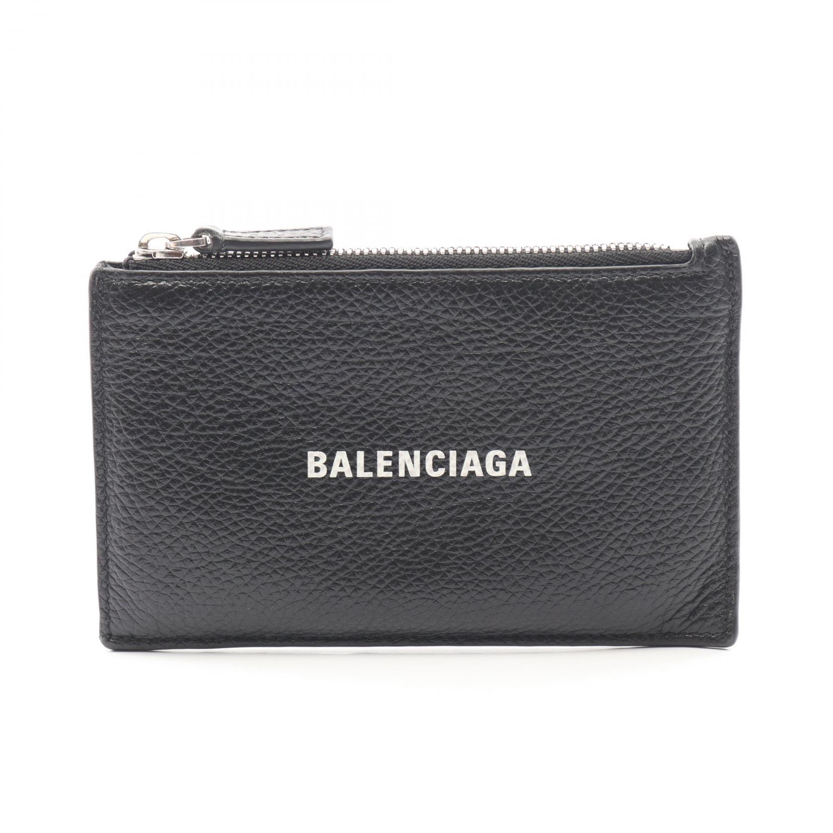 バレンシアガ BALENCIAGA キャッシュ ラージ ロング コイン&カードホルダー コインケース 財布 レザー メンズ レディース ブラック系 【中古】