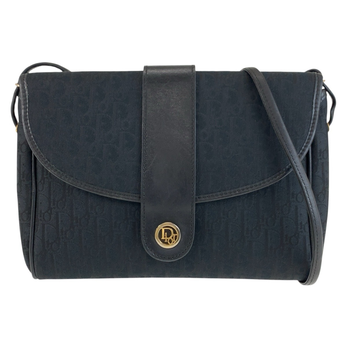美品 Christian Dior クリスチャンディオール ヴィンテージ トロッター ブラック 黒 ゴールド金具 キャンバス レザー/ ショルダーバッグ ポシェット 603757 【中古】