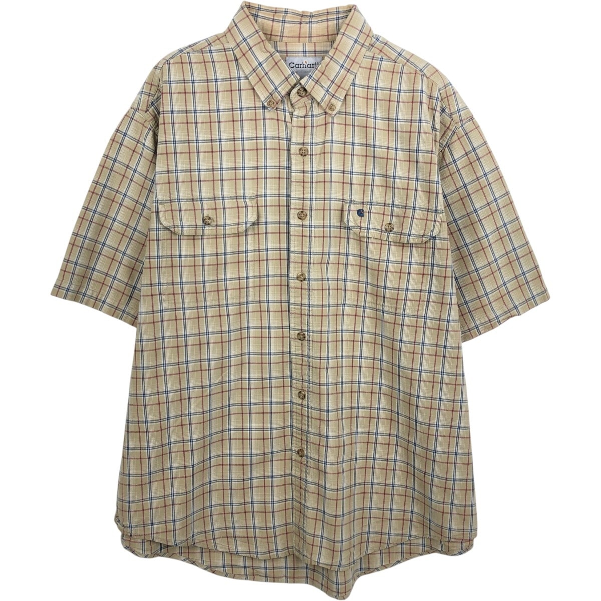 古着 カーハート Carhartt チェック柄 ボタンダウン 半袖 ワークシャツ メンズXXL相当/eaa665487