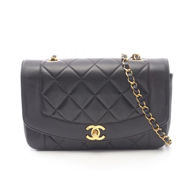 シャネル CHANEL マトラッセ ダイアナフラップ ショルダーバッグ バッグ ラムスキン(羊革) レディース ブラック系 A01164 【中古】
