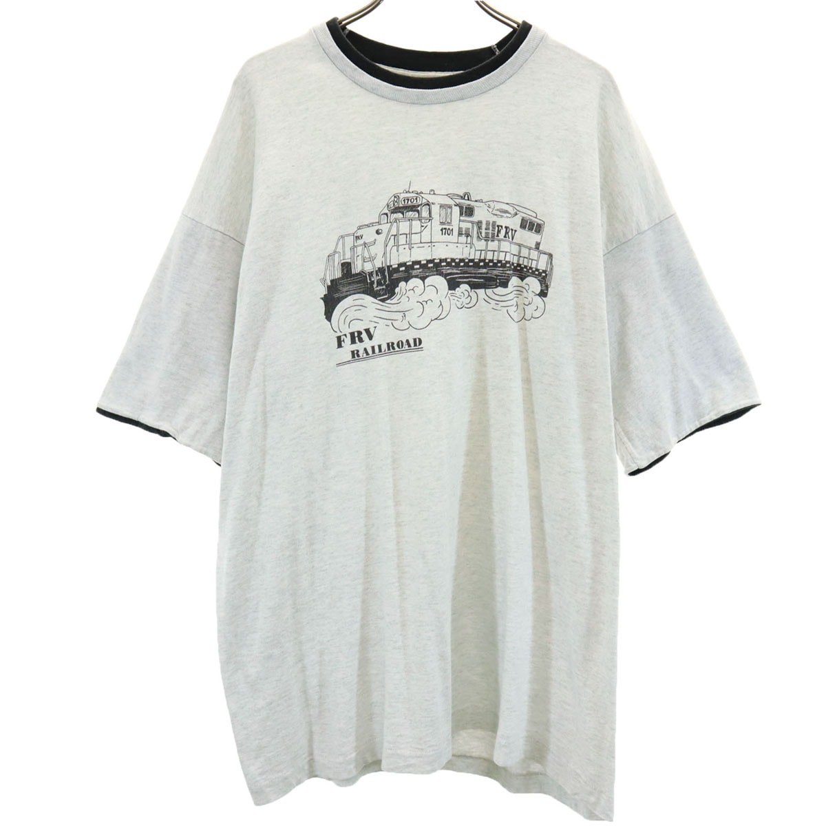 FRUIT OF THE LOOM フルーツオブザルーム 90s USA製 オールド FRV 鉄道 半袖 Tシャツ XL グレー