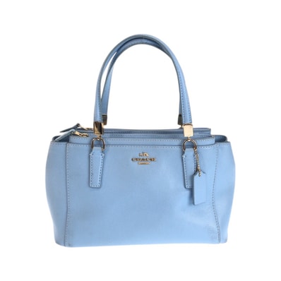 COACH コーチ ミニクリスティキャリーオール ライトブルー ゴールド金具 レザー ハンドバッグ トートバッグ 600335 【中古】