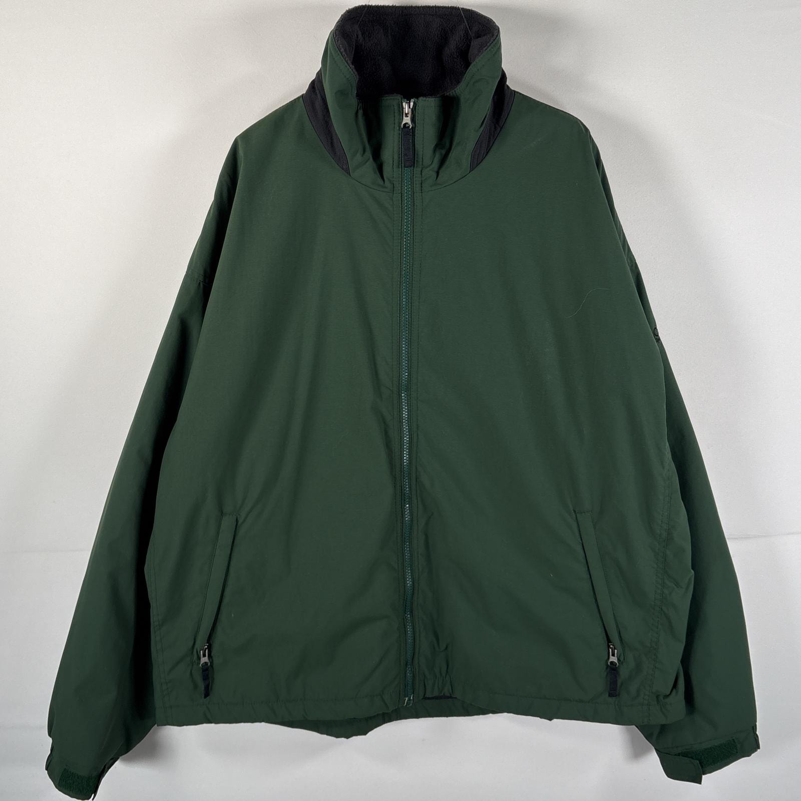 古着 コロンビア Columbia ナイロンジャケット フリースライナー ワンポイントロゴ刺繍 大きいサイズ フルジップ XL グリーン メンズ