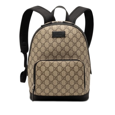 グッチ GGスプリーム リュック バックパック 429020 ベージュ ブラック PVC レザー レディース GUCCI 【中古】