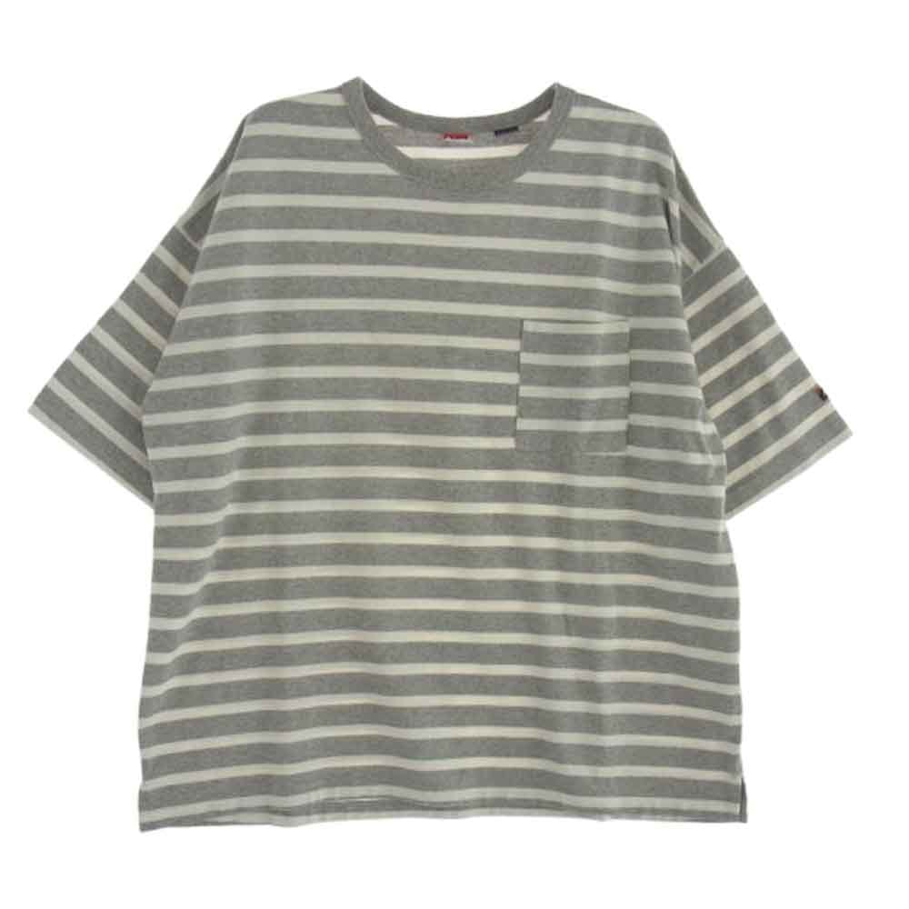 NANGA ナンガ Tシャツ NW2221-1G208 ECO HYBRID LOOSE FIT BORDER TEE ルーズフィット ボーダー Tシャツ 半袖カットソー グレー系 F【中古】