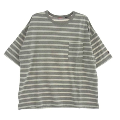 NANGA ナンガ Tシャツ NW2221-1G208 ECO HYBRID LOOSE FIT BORDER TEE ルーズフィット ボーダー Tシャツ 半袖カットソー グレー系 F【中古】