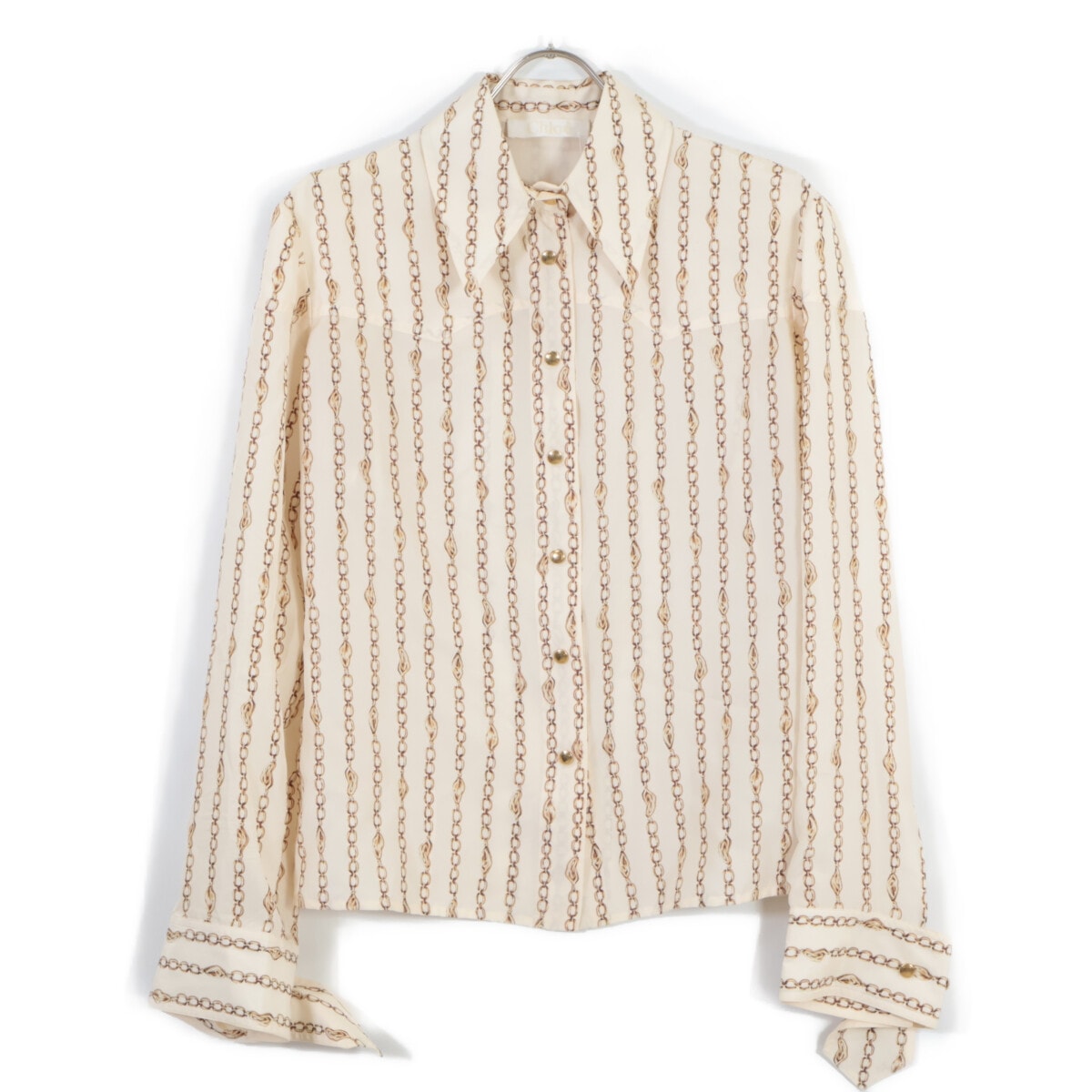 クロエ 【美品/国内正規】CHC19AHT6333524T34 総柄 シルク100％ 長袖ブラウス/ 34