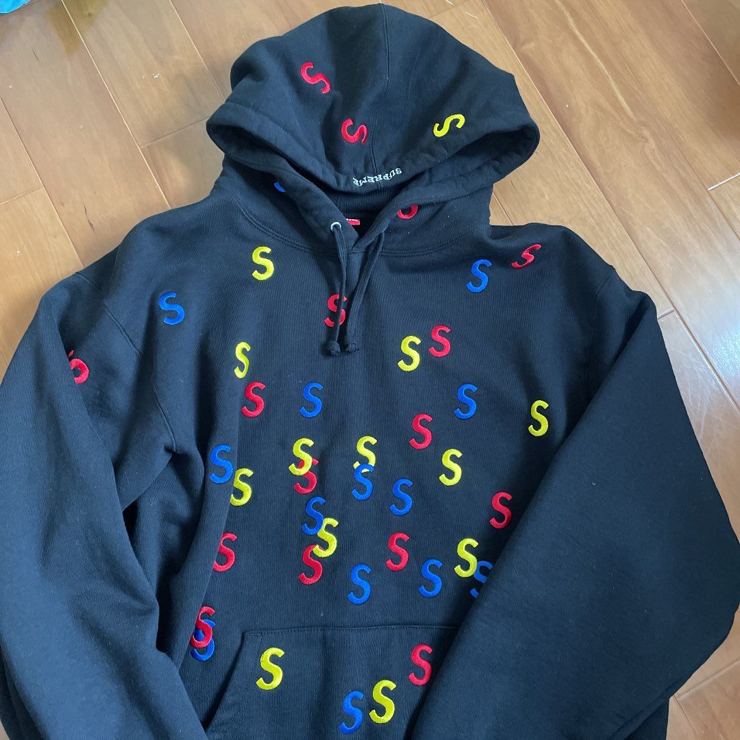 Supreme Embroidered S Hooded Sweatshirt "Black"