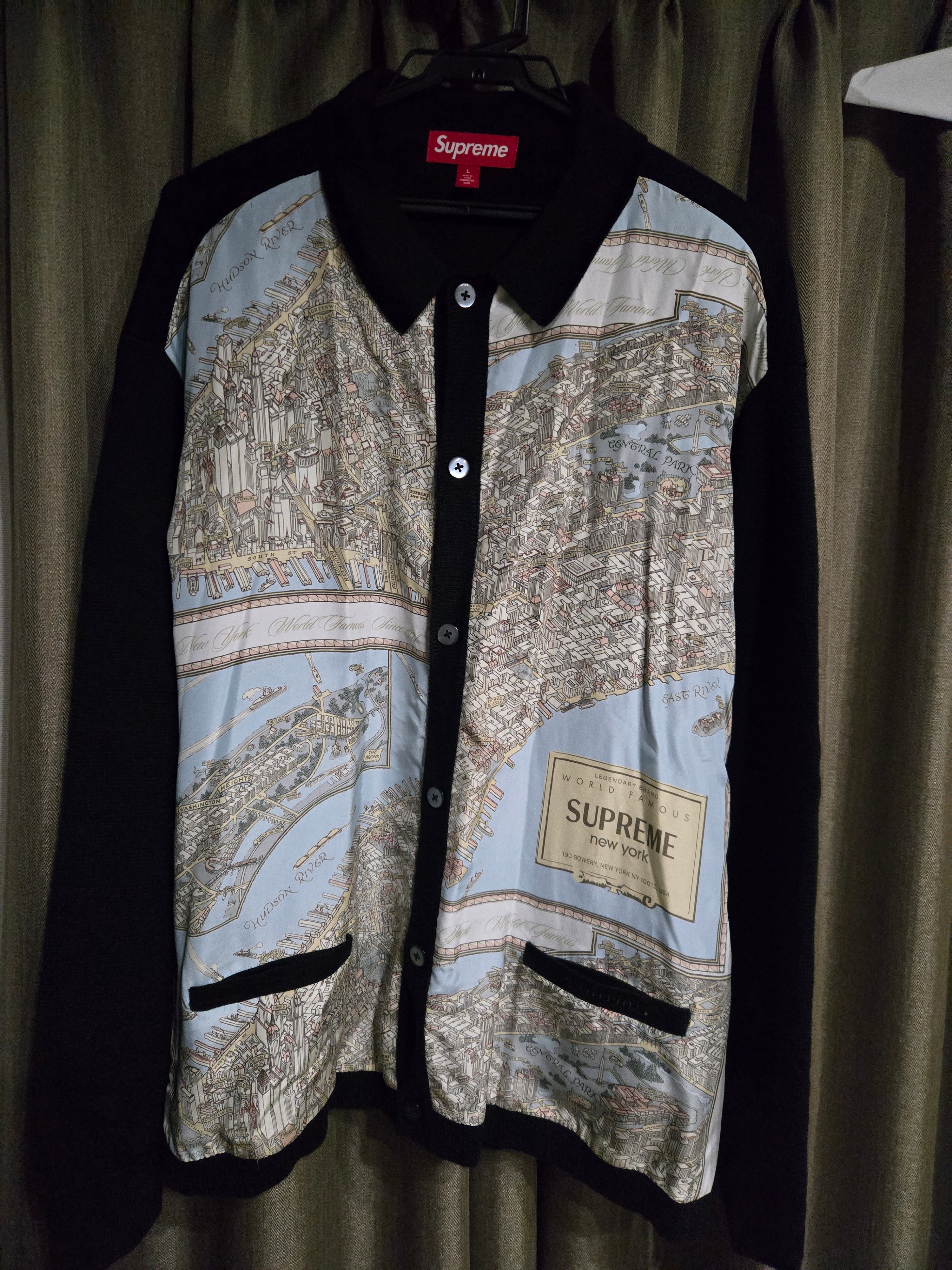 Supreme Silk Map Cardigan "Black"