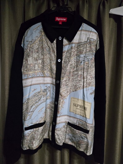 Supreme Silk Map Cardigan "Black"