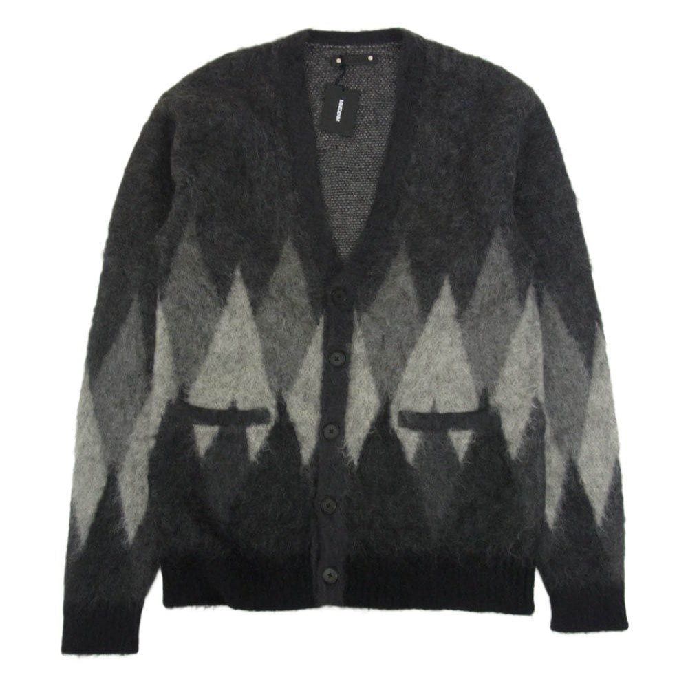 MINEDENIM マインデニム カーディガン 2210-6002-97-022 Kid Mohair Argyle Washed Knit Long Cardigan モヘア アーガイル ニット カーディガン グレー系 2【極上美品】【中古】