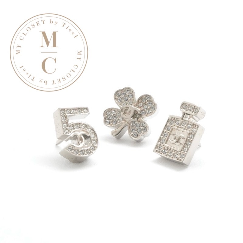 シャネル CHANEL ブローチ コサージュ シルバー 3点セット クローバー ボトル No.5 ココマーク ピンブローチ プッシュピン
