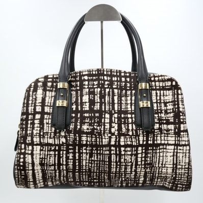 Salvatore Ferragamo(サルヴァトーレ フェラガモ)ハンドバッグ ハラコ レザー ブラック ブラウン ゴールド金具 レディース DH-21 D746【中古】
