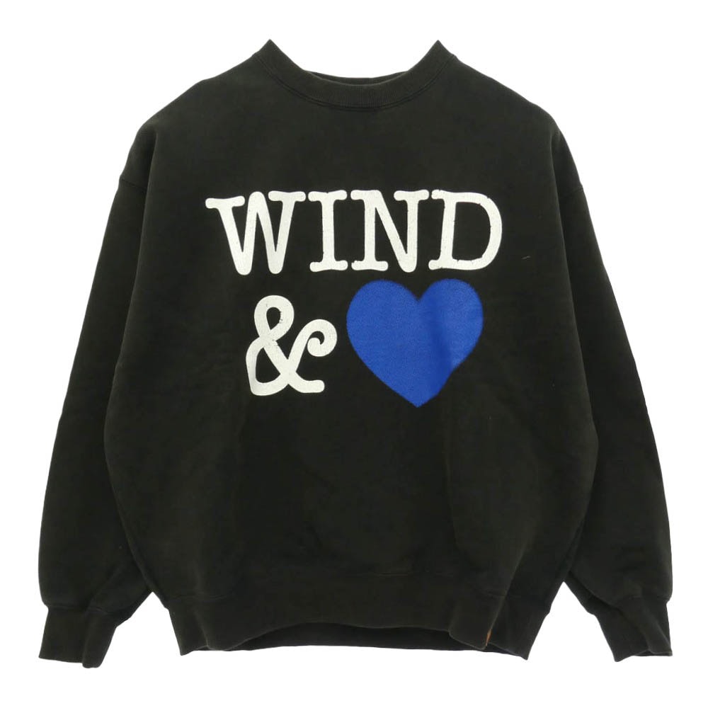 WIND AND SEA ウィンダンシー WDS-O-HRT-25-Q2-CS-03 CREWNECK SWEATSHIRT HEART クルーネック スウェットシャツ ハート トレーナー ブラック系 M【中古】