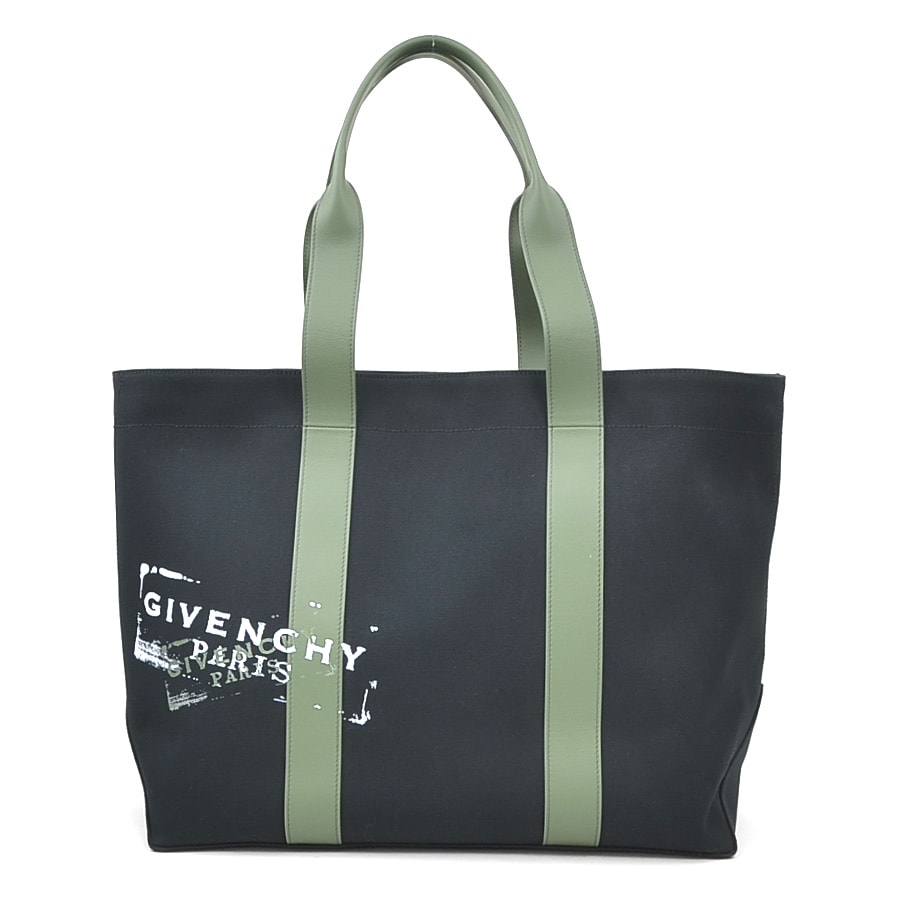 ジバンシィ GIVENCHY ハンドバッグ キャンバス/レザー ブラック/カーキ メンズ【中古】 r11403k