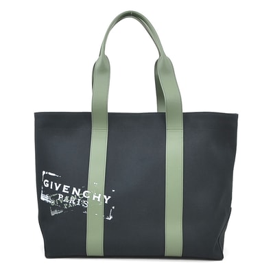 ジバンシィ GIVENCHY ハンドバッグ キャンバス/レザー ブラック/カーキ メンズ【中古】 r11403k