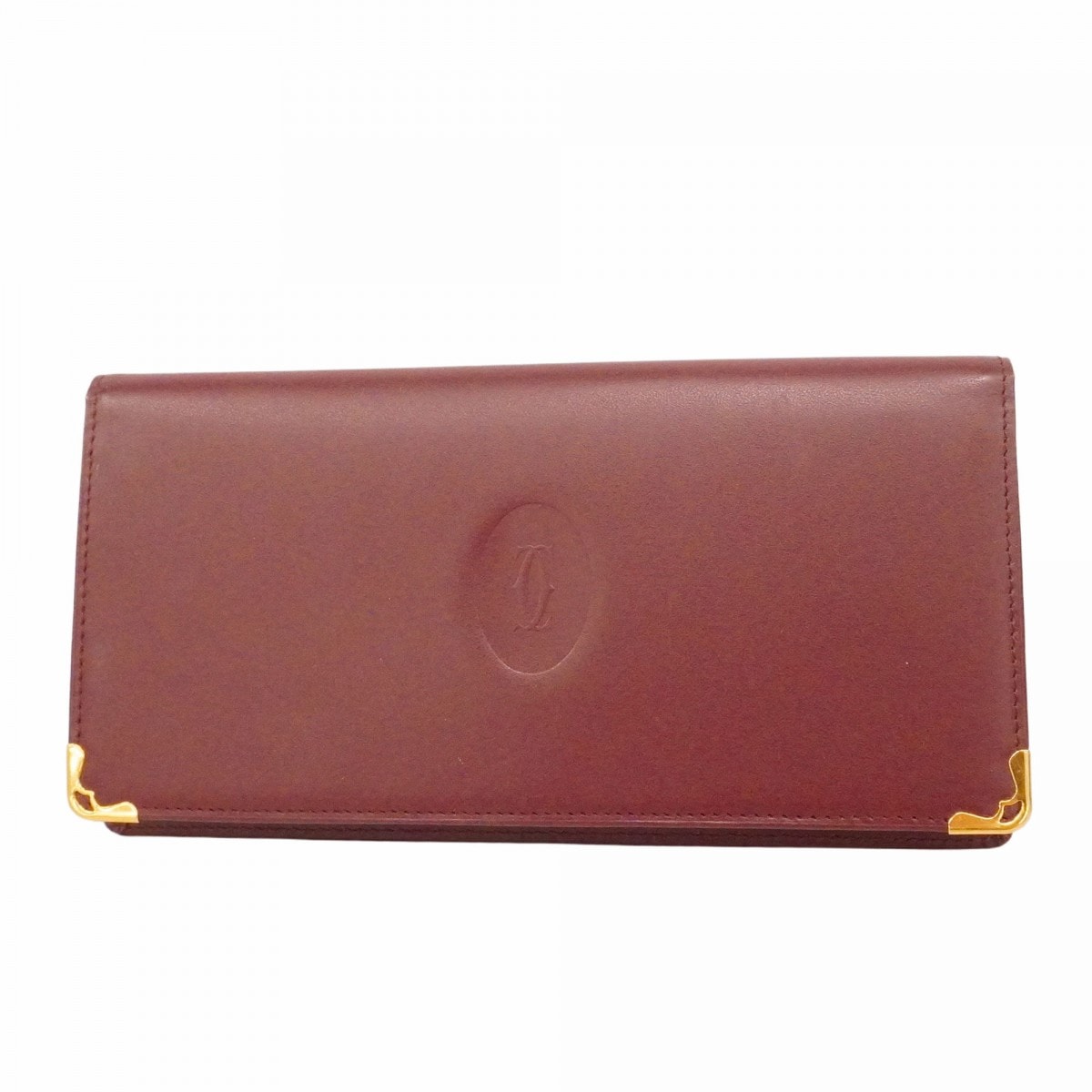 ◆A6845 Cartier カルティエ C金具 ボルドー レザー ショルダー バッグ